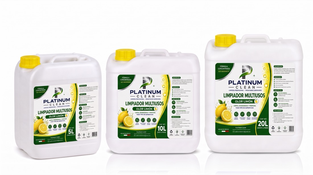 Limpiador Multiusos Olor Limón Platinum Clean en 5, 10 y 20 litros